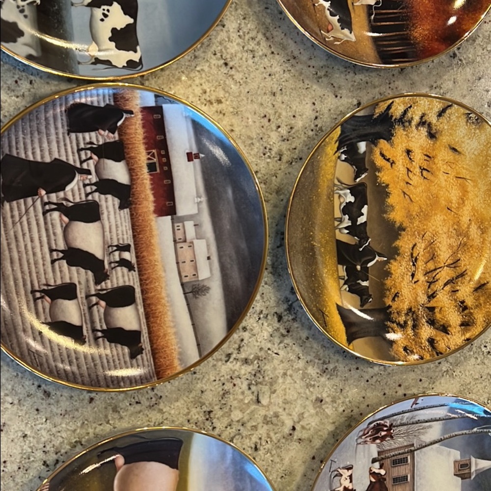 set of six Franklin mint numbered cow and nun plates
